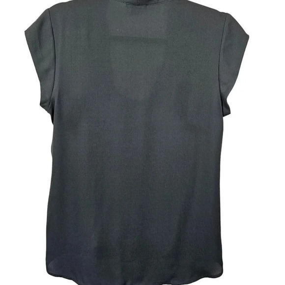 Halogen Blouse Top Size Small Gray Cap Sleeve Layered Look Scoop Neck Faux Wrap - Picture 2 of 12